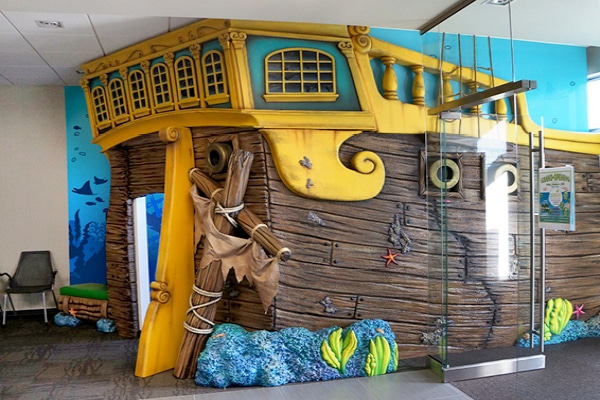 Pirate ship themed play area