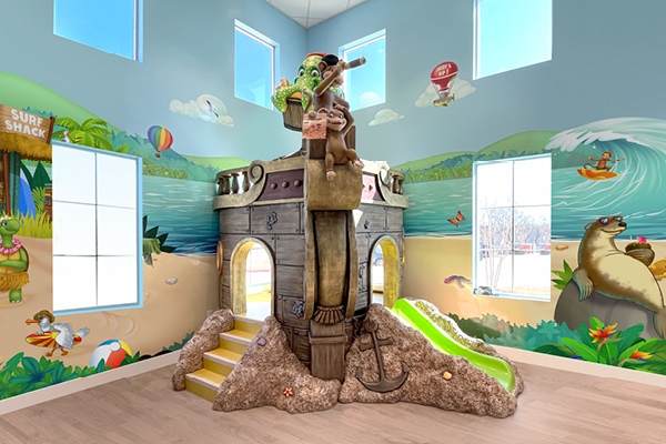 Pirate ship themed play slide.