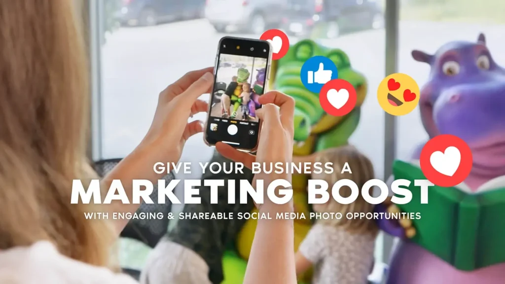 Person taking photos of themed decor in a family-friendly healthcare or dental space